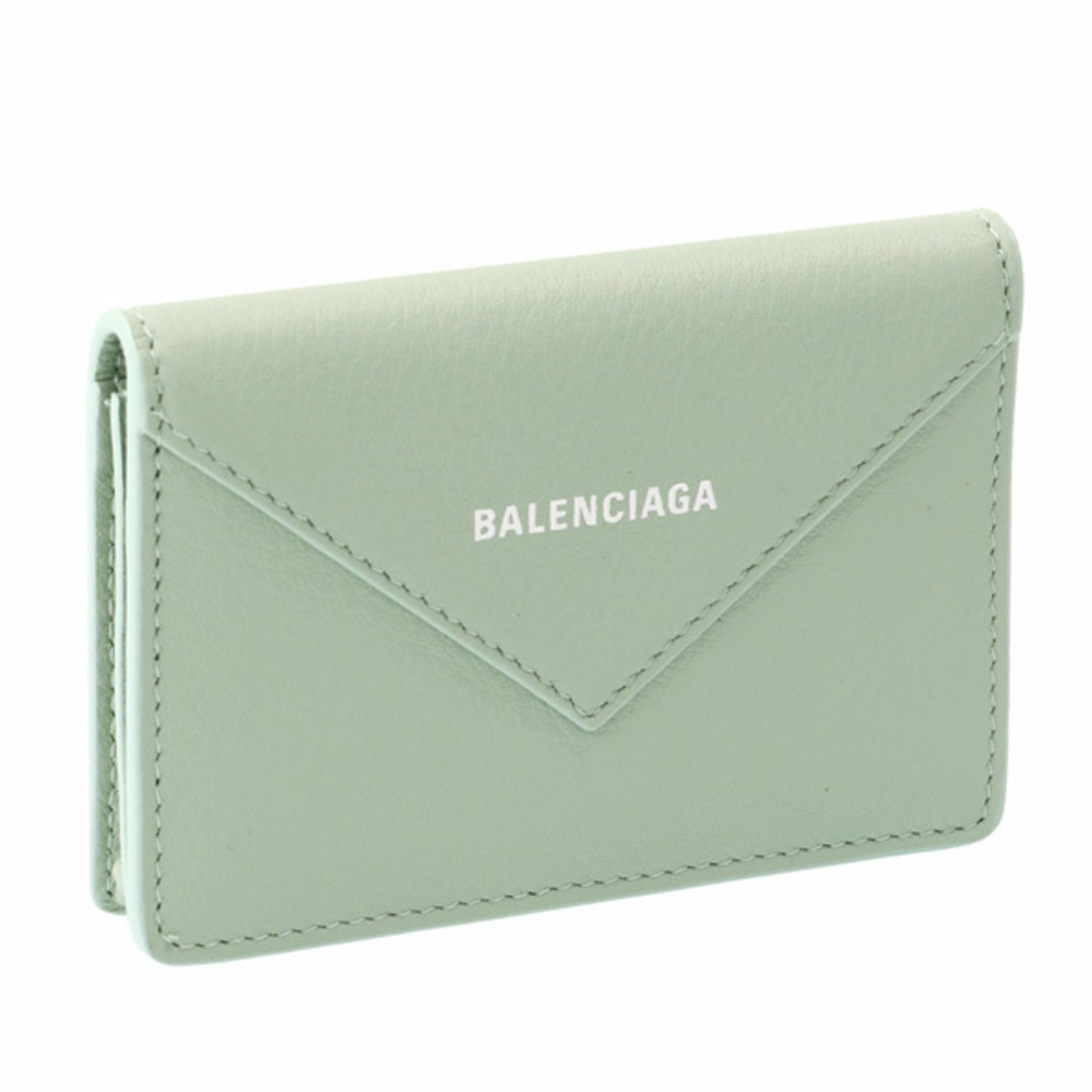 Balenciaga "Paper Card Case" Leather Card Holder Green